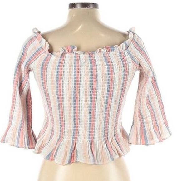 American Eagle Women’s Off Shoulder Smocked Peasant Top – Size Large - Picture 5 of 6